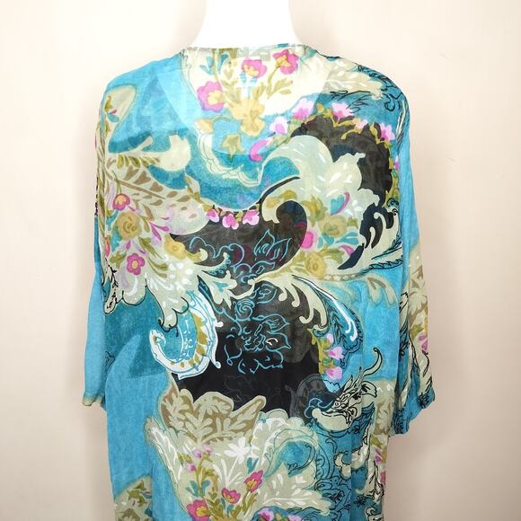 Ulla Popken Tank Jacket Set 16 / 18 Chiffon Floral Sheer Draped - Picture 11 of 12